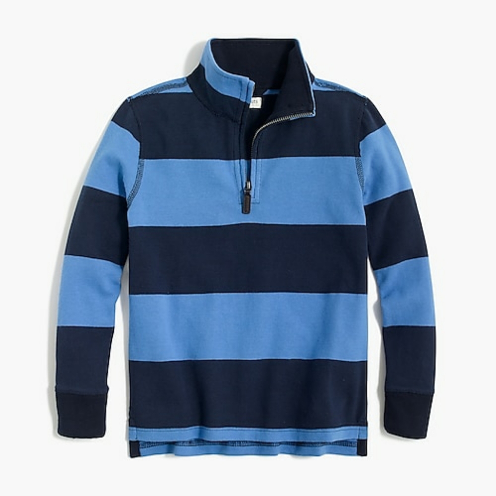 New! Crewcuts sz 12 Boys Blue Striped Sueded half-zip popover Top Shirt NWT